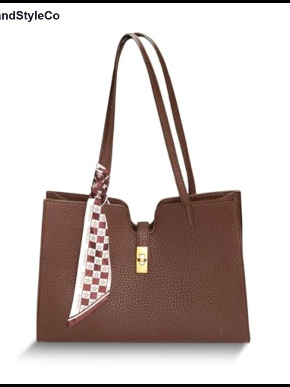 Women's Designer Inspired Faux Suede Satchel Tote with Scarf, Large Capacity